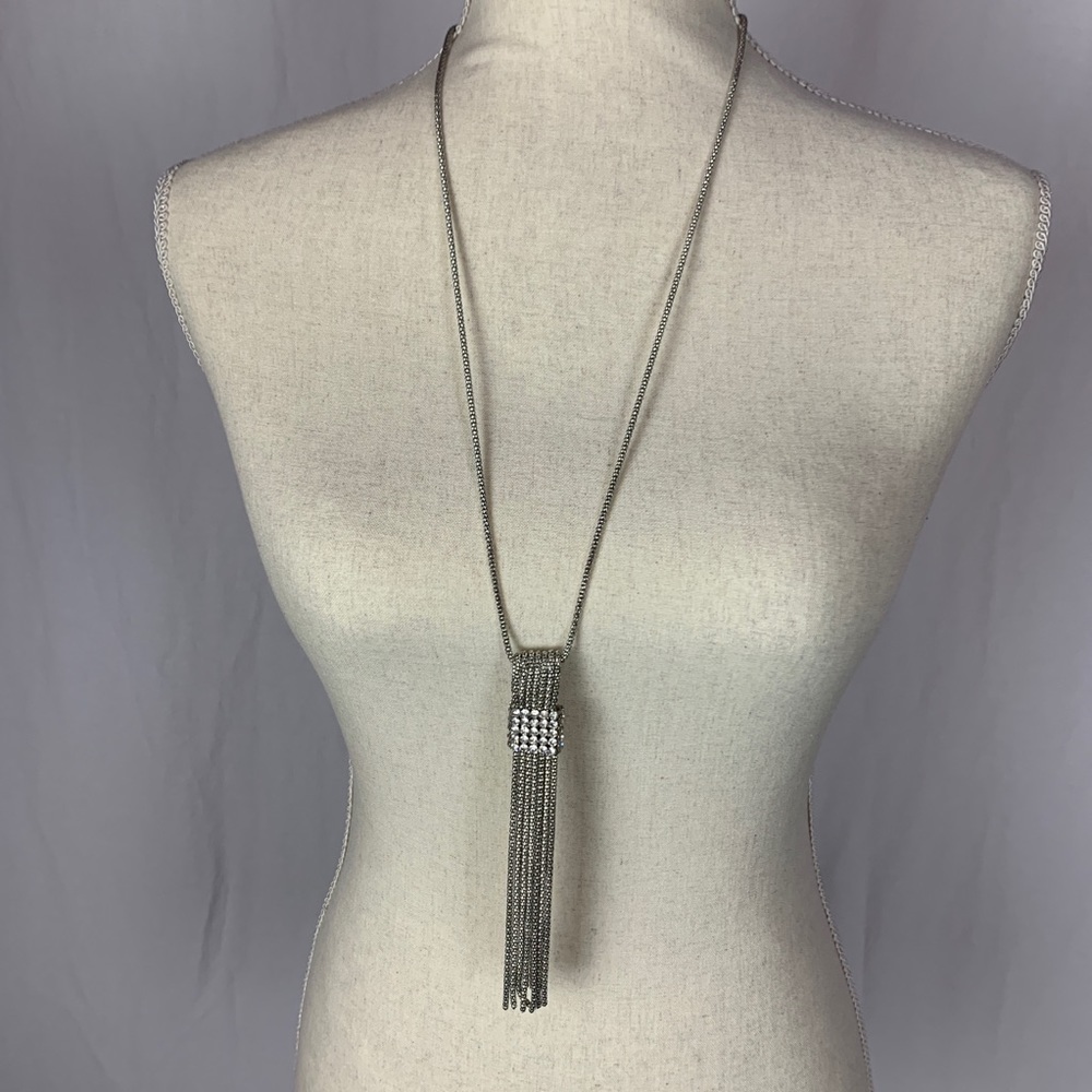 Long silver necklace